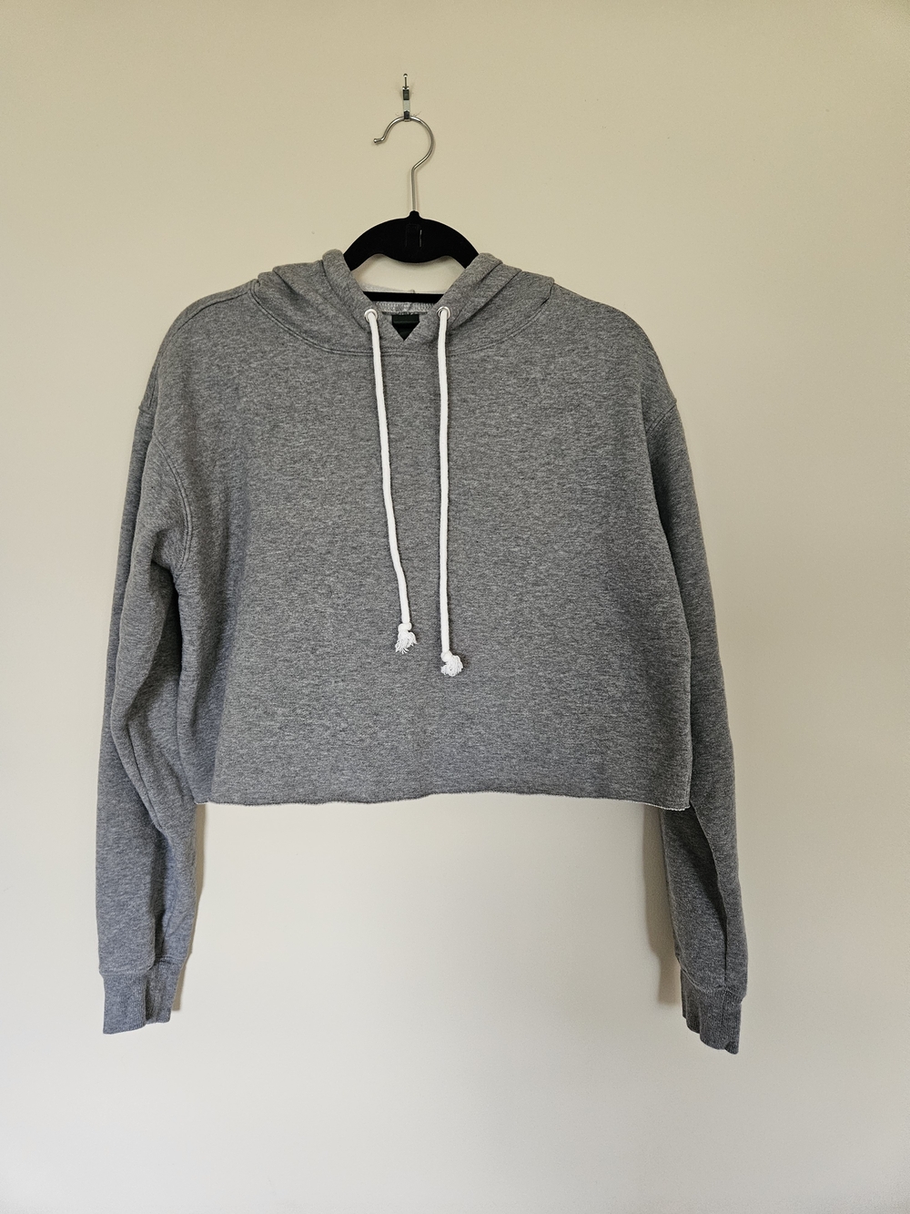wild fable Gray Cropped Hoodie with White Drawstrings